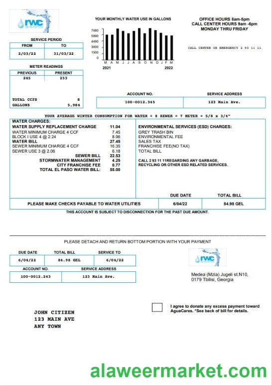 Georgia RWC water bill